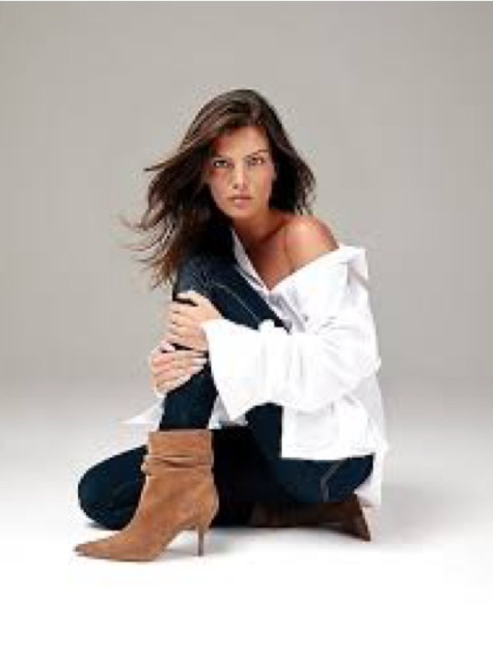 $169 Brian Atwood x Express Suede Slouch Thin Heeled Boots – Cognac Size 6